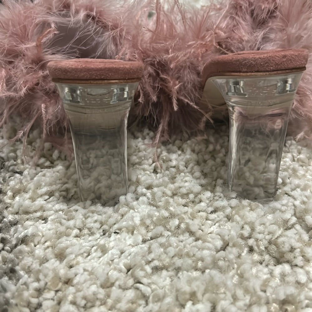 Elegant Pink Feathered Women's Mules - Picture 6 of 6